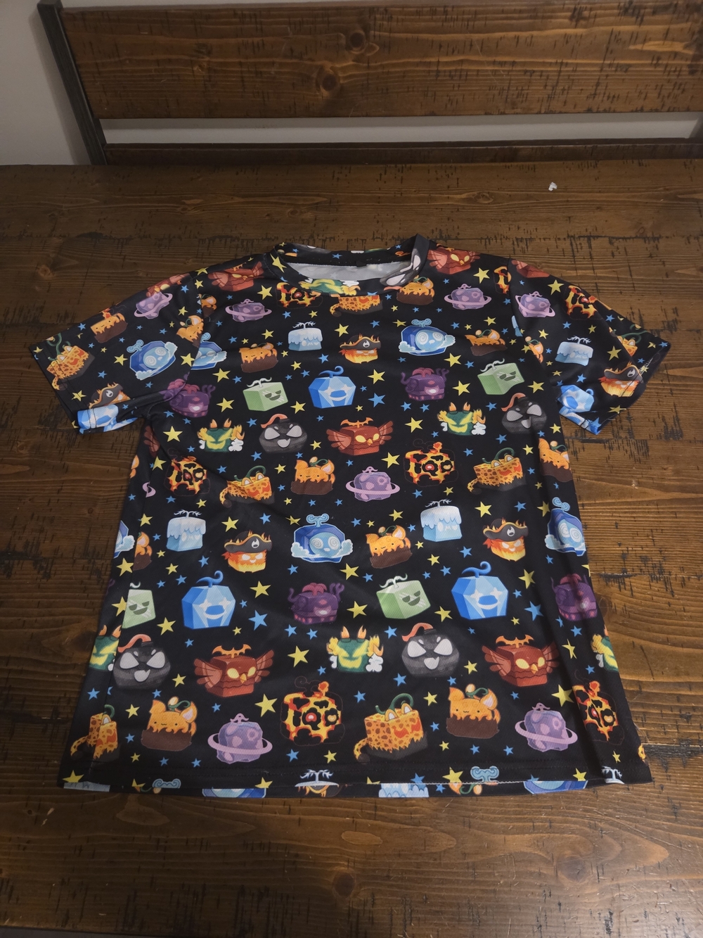 Colorful Cartoon Creature Graphic Tee - Black Base